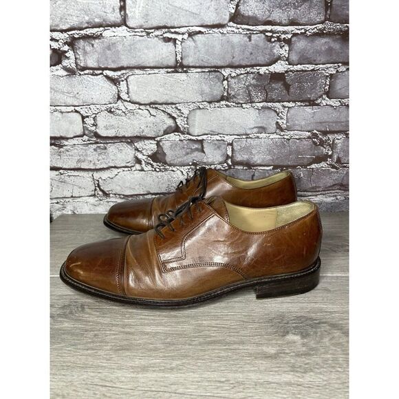Johnston Murphy J. Murphy Brown Leather Cap Toe Oxford Dress Shoes Men Sz 10M US main image 4